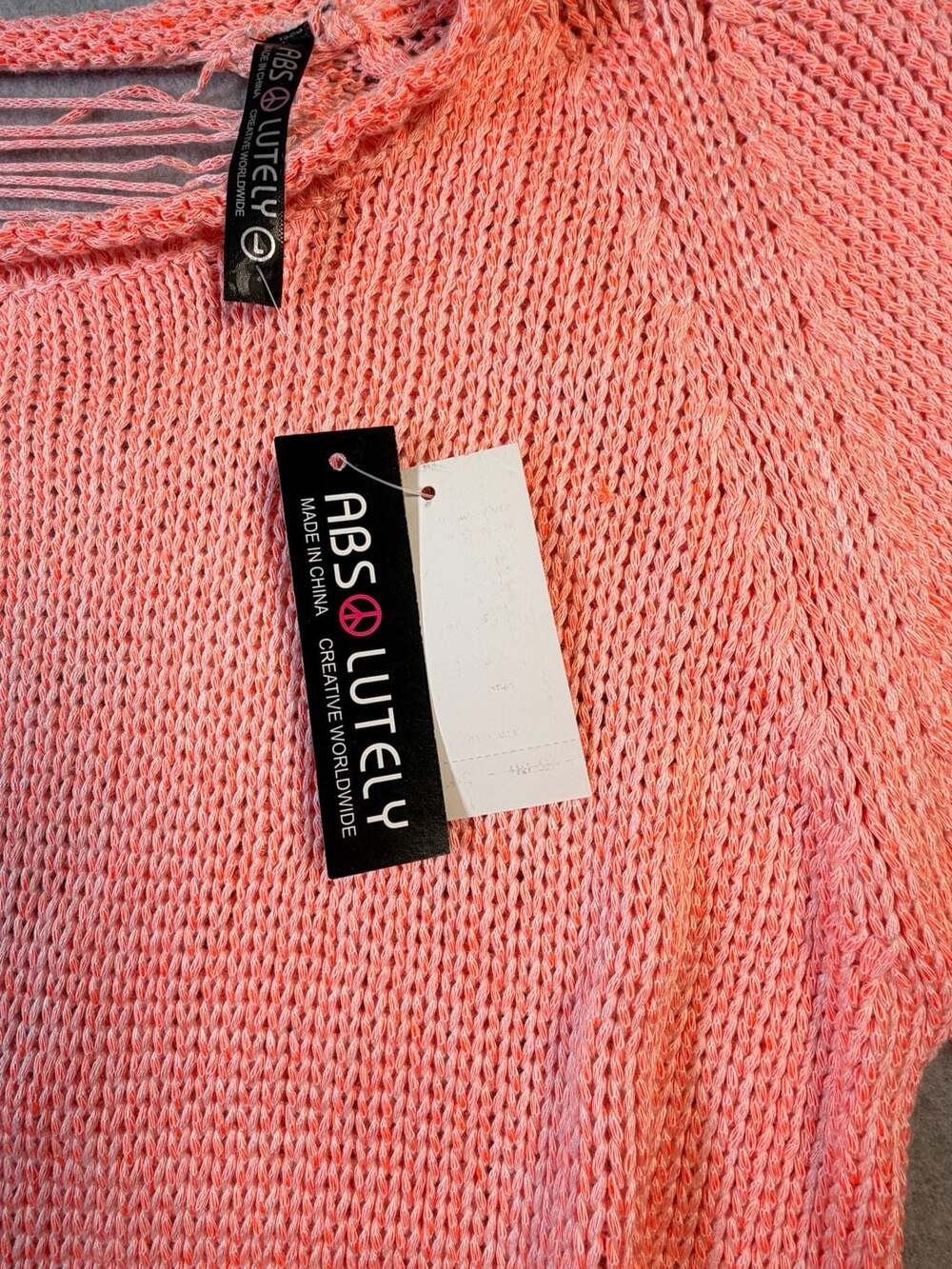 Absolutely Lutely Women's Coral Open Back Knit Sweater Size L